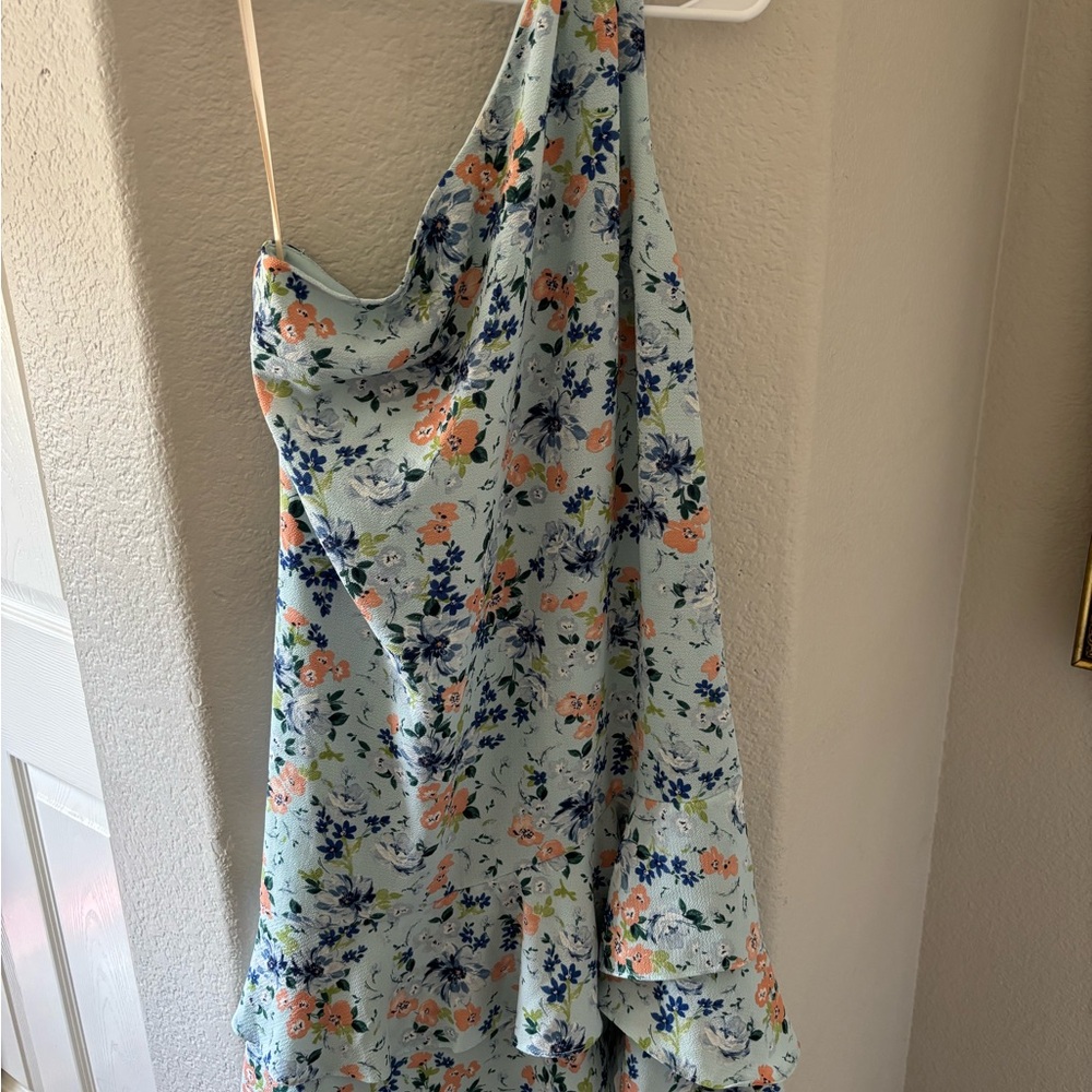 BCBG Floral One-Shoulder cocktail dress